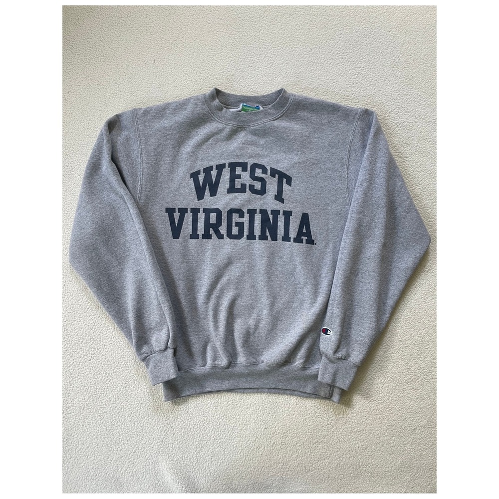 Champion Mens Small Sweatshirt Gray West Virginia Eco Fleece Crewneck Pullover - Picture 1 of 12